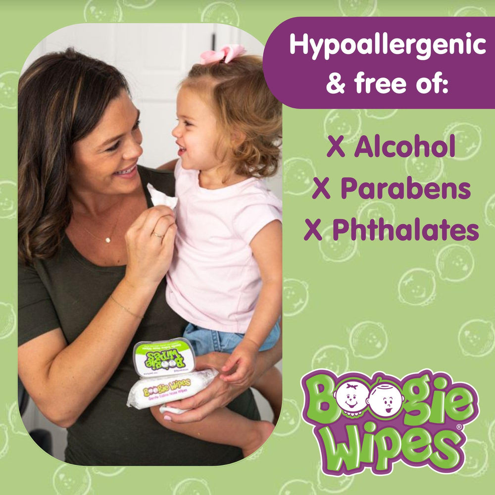 Boogie Saline Nose Wipes with Vitamin E and Aloe for skin care