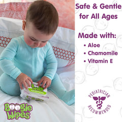 Boogie Saline Nose Wipes used on a child during daily care
