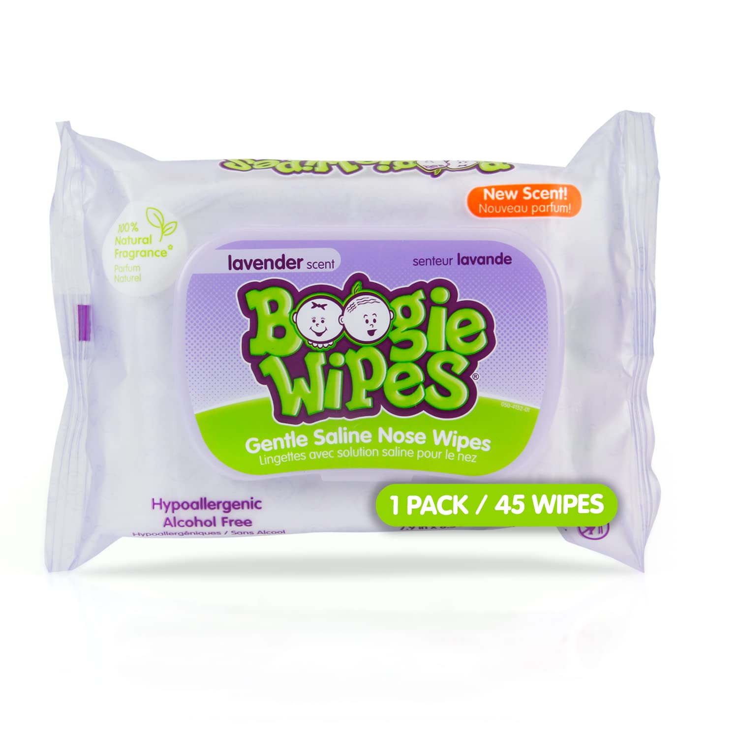 Boogie Saline Nose Wipes packaging with resealable lid for on-the-go use