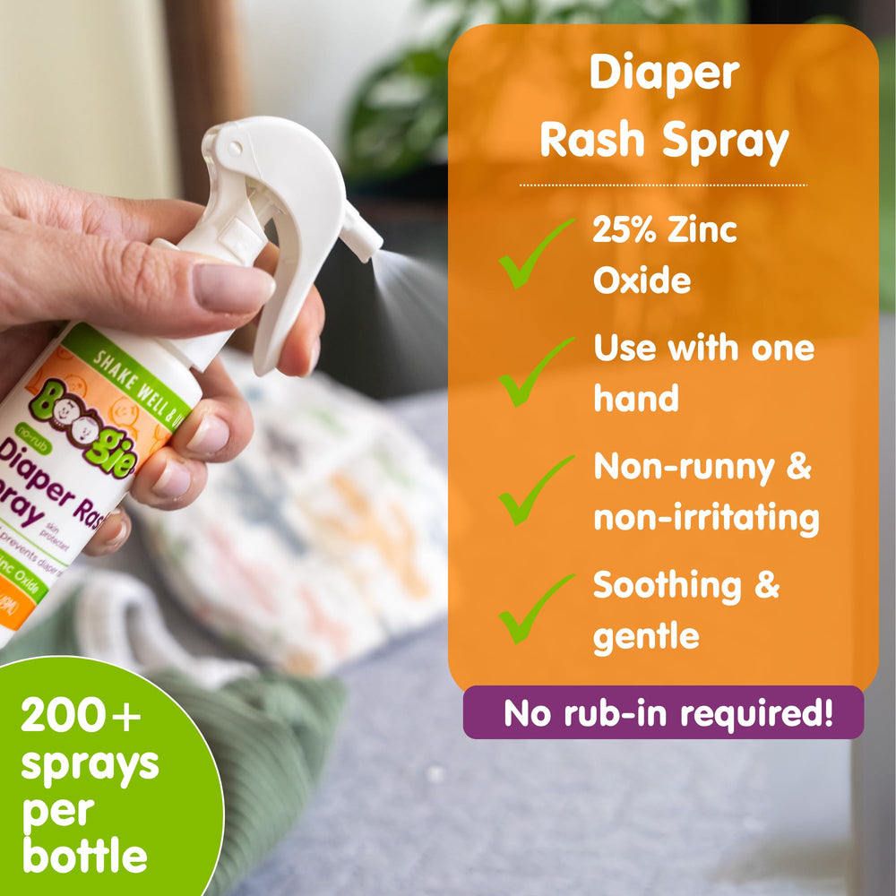 Boogie spray nozzle provides fast, even coverage on irritation.