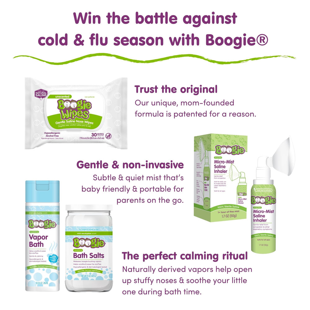 Boogie wipes five pack set spread to illustrate portability and value