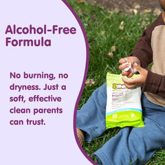 Boogie wipes label detail highlights alcohol free hypoallergenic and dermatologist tested