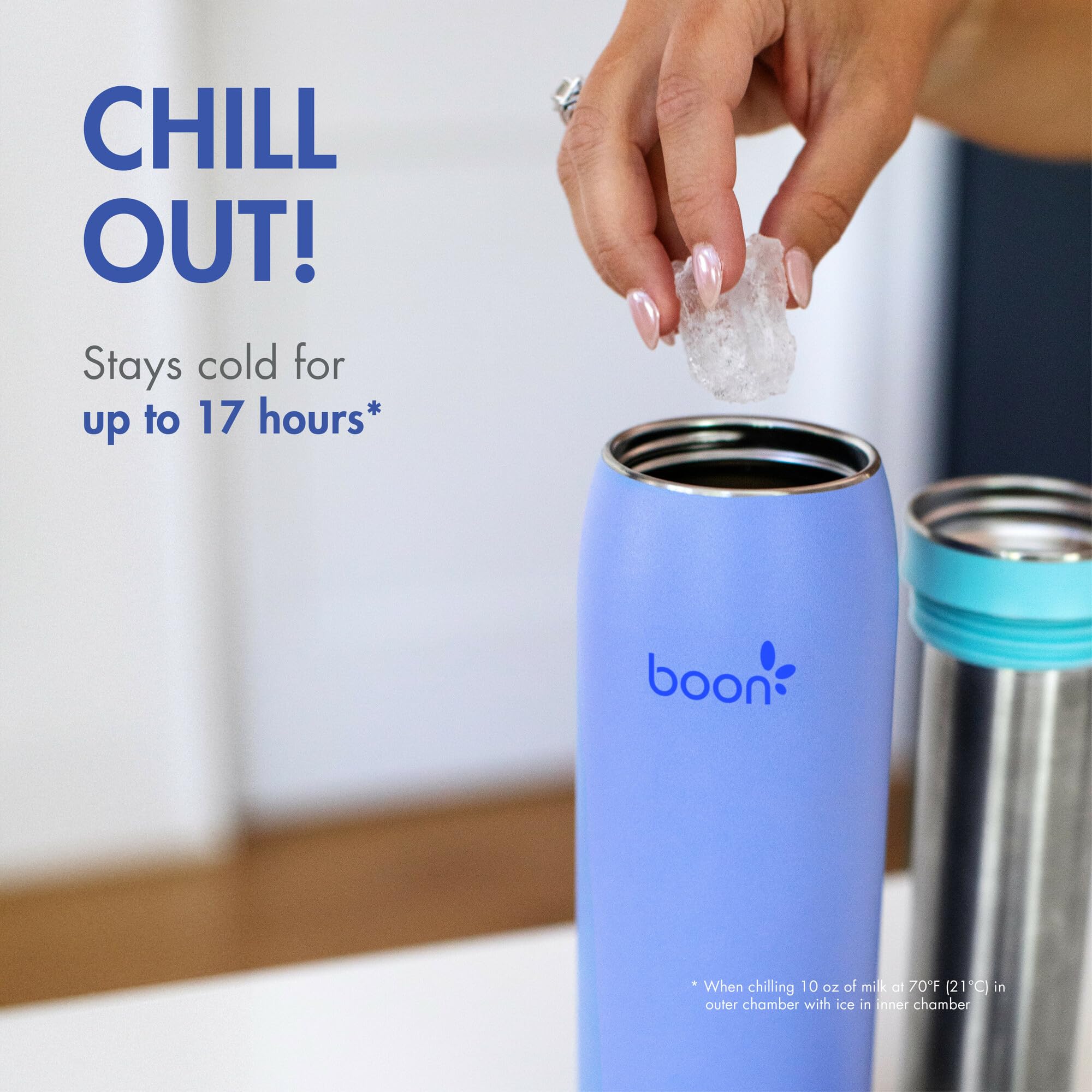 Boon Frosh ice-water chamber with double-wall insulation for extended cooling.