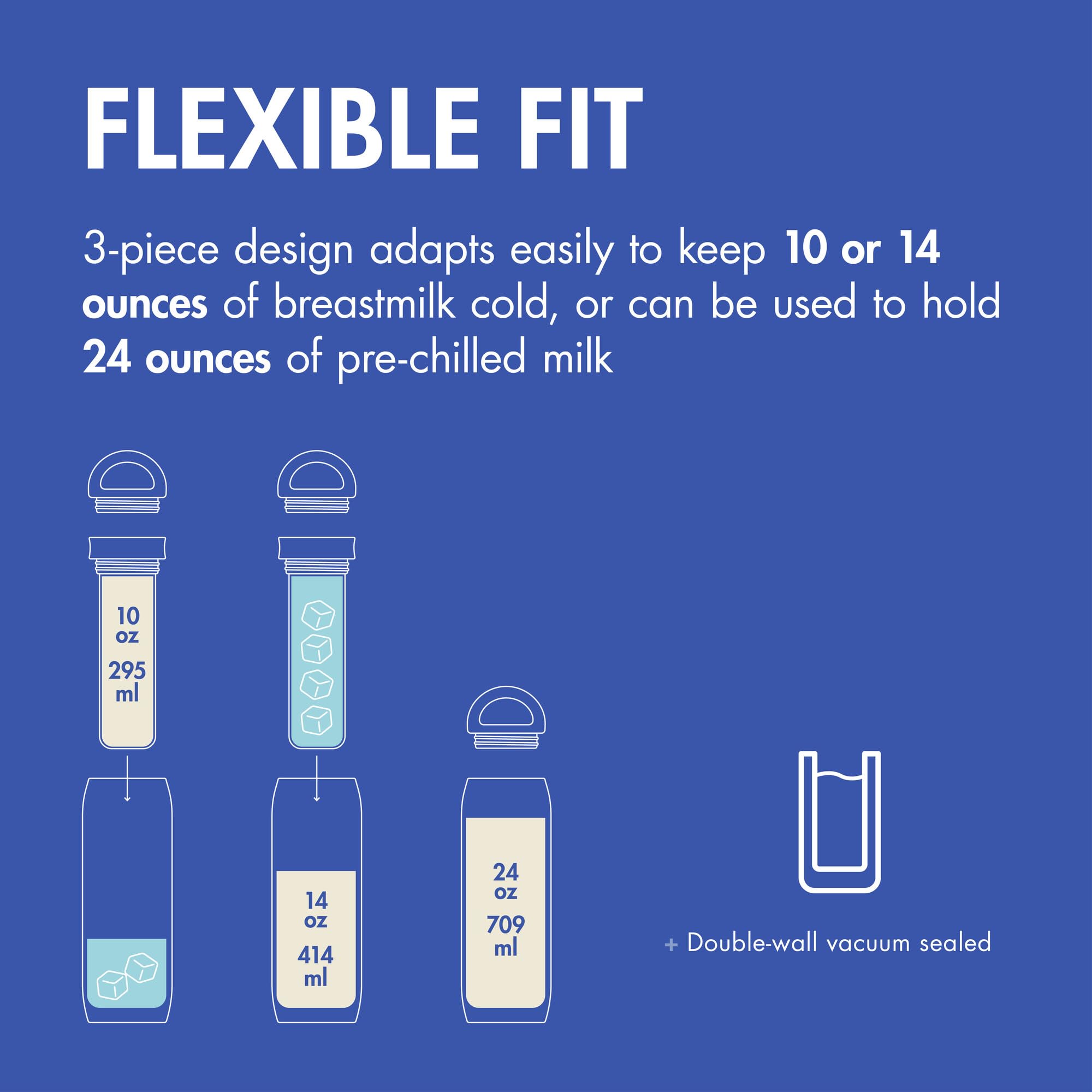 Boon Frosh stainless steel bottle uses a 3-piece design for 10, 14, or 24 oz.