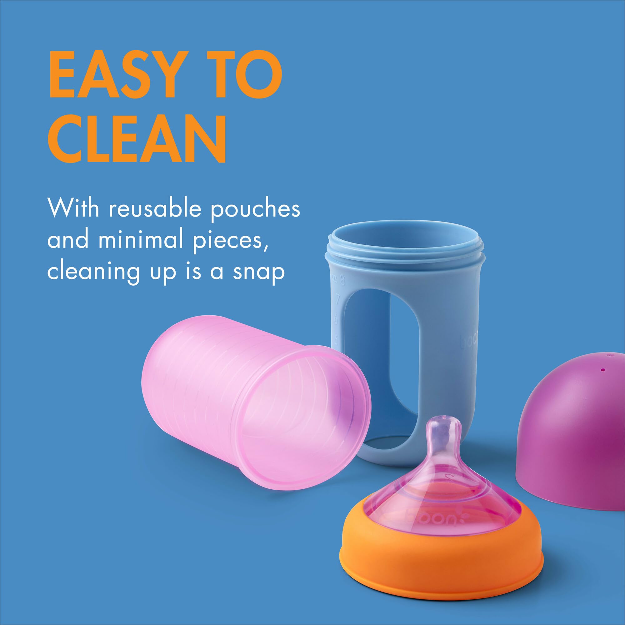 Boon Nursh 8oz bottle ready to boil, sterilize, and freeze