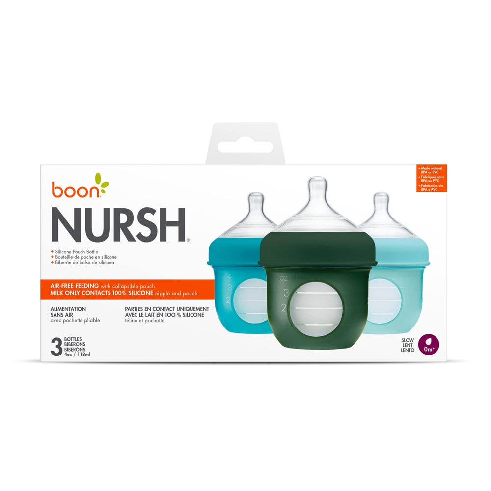 Boon Nursh storage lids and pouches add versatile feeding options.