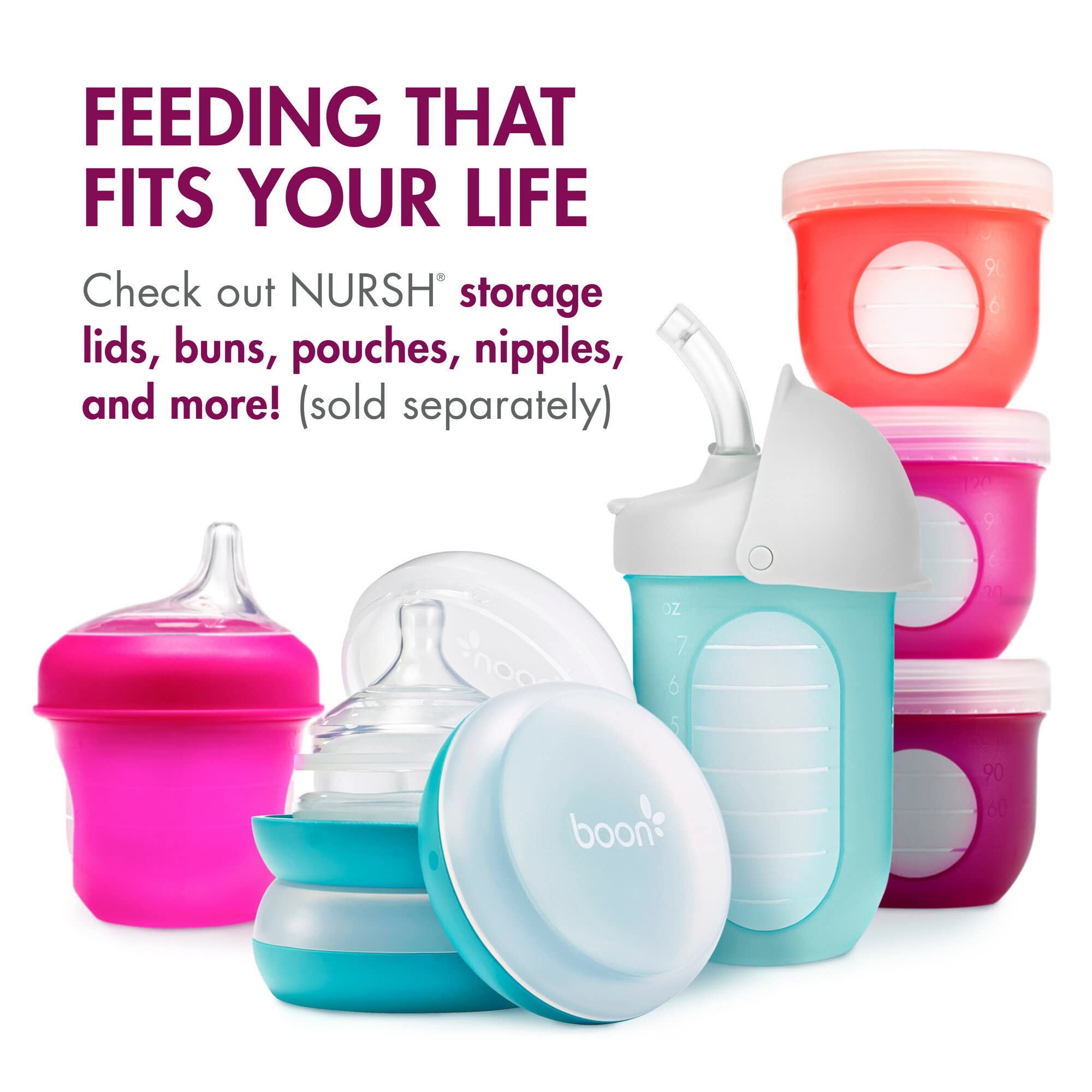8 oz pink Nursh bottle ready for everyday use