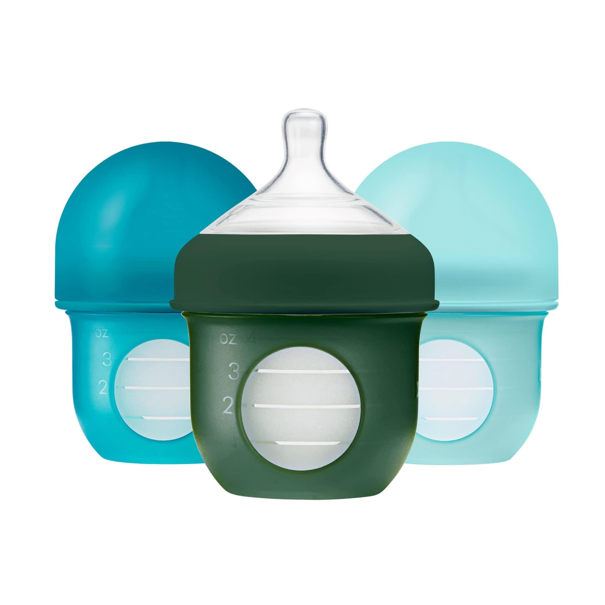 Boon Nursh bottle with silicone pouch assembly demonstrating air-free feeding design.