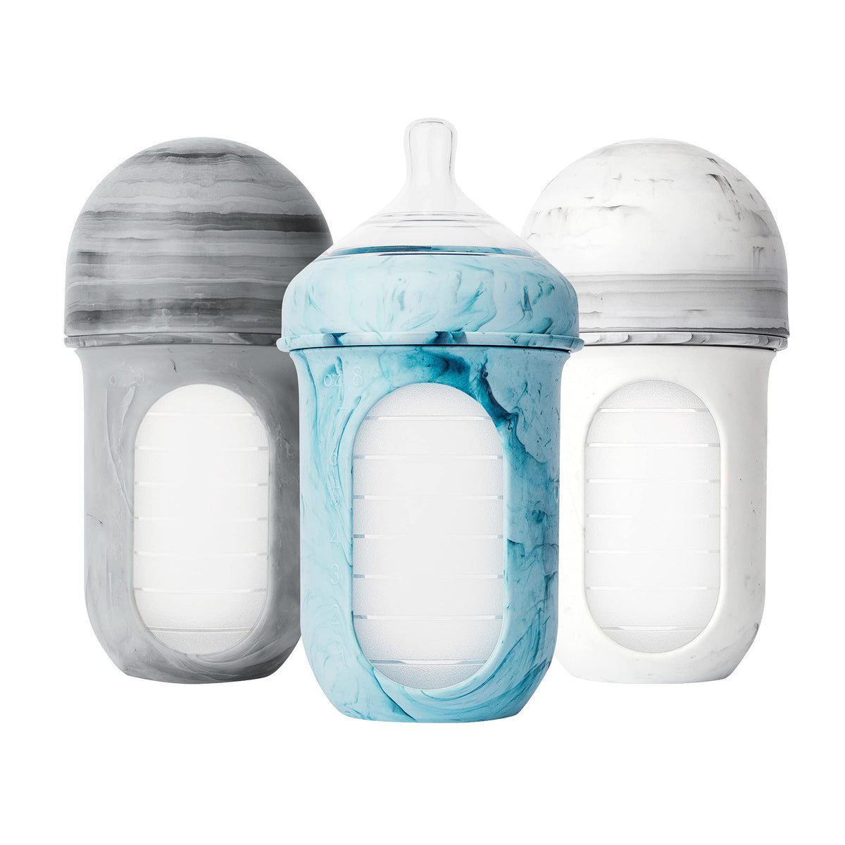 Boon Nursh bottle with pouch-collapse showing air-free feeding benefits