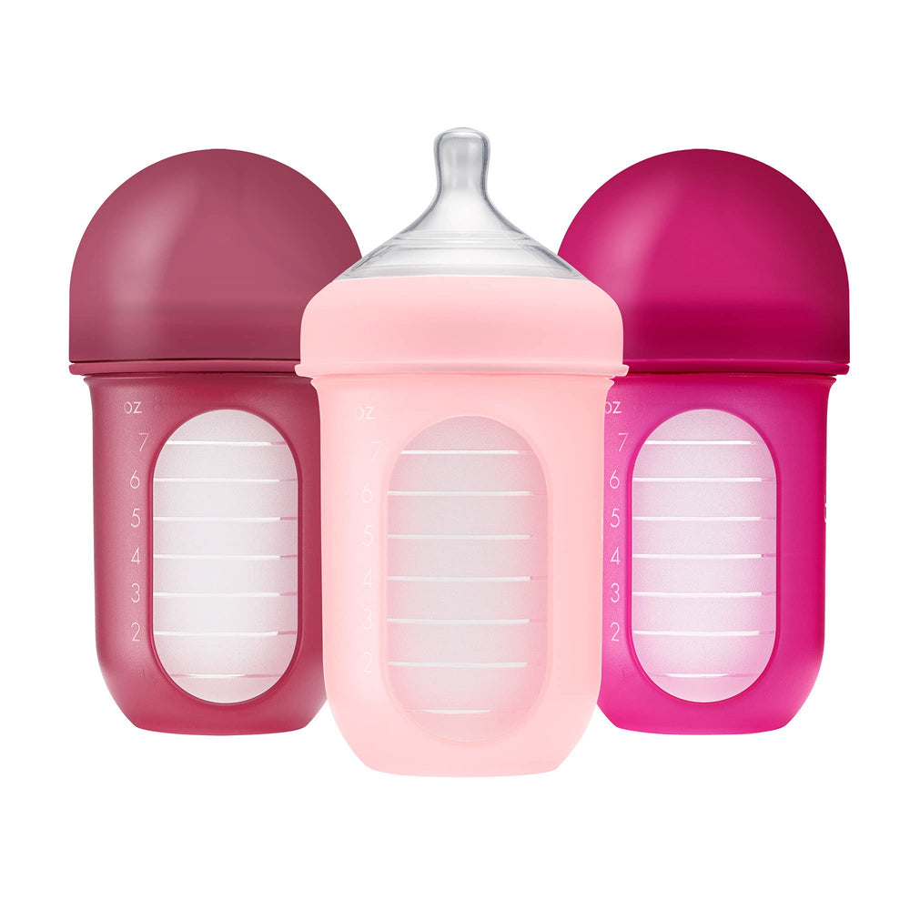 Boon Nursh bottle with collapsible silicone pouch reduces air intake during feeding