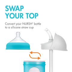 Boon Nursh rotating cover lid keeps straw clean and beverages secure on the go.