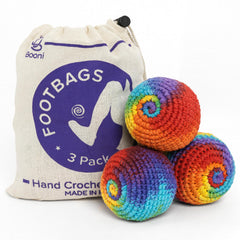 BOONI footbag pack of 3 crochet balls for casual play and tricks