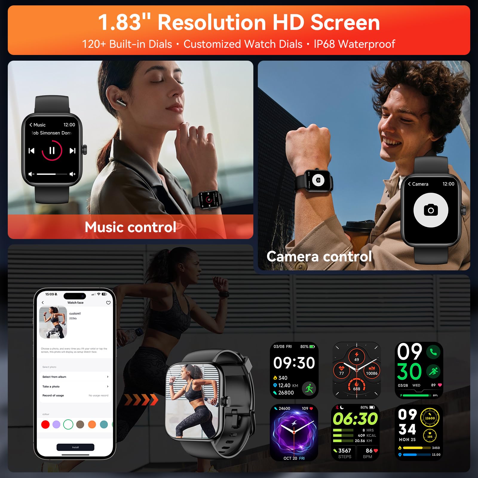 BOOOMIC smart watch with notifications helps stay informed on the go.