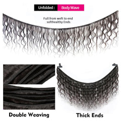 Boopwine body wave bundles weft closeup: strong double machine weft for durability