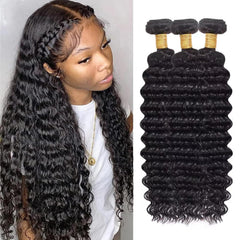 Boopwine deep wave bundles 14-inch showcasing natural curls for easy daily styling.