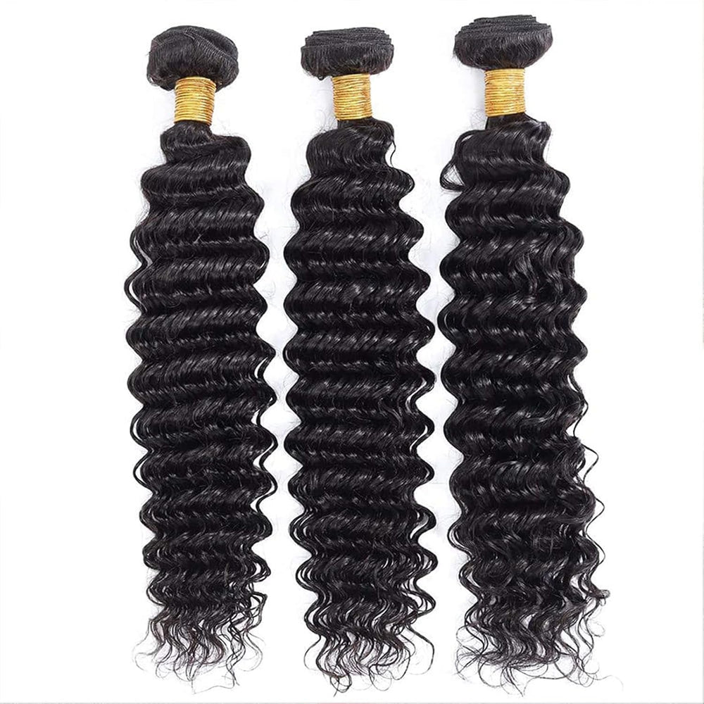Boopwine deep wave bundles 16-inch with bouncy texture for versatile updos.