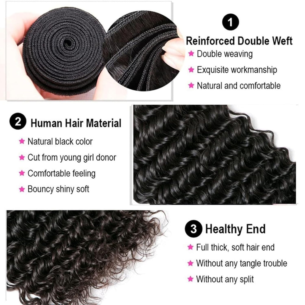 Boopwine deep wave bundles 18-inch silky ends for long luxe waves.
