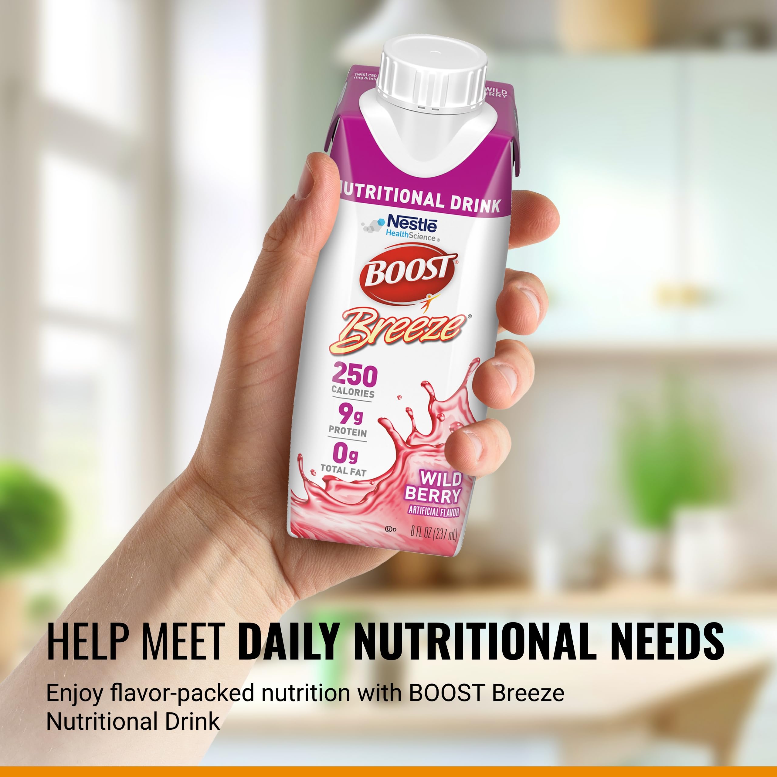 BOOST Breeze label featuring 19 vitamins and minerals for comprehensive support