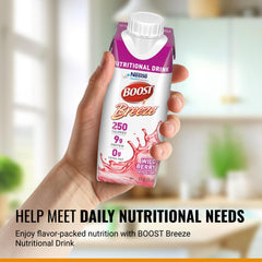 BOOST Breeze label featuring 19 vitamins and minerals for comprehensive support