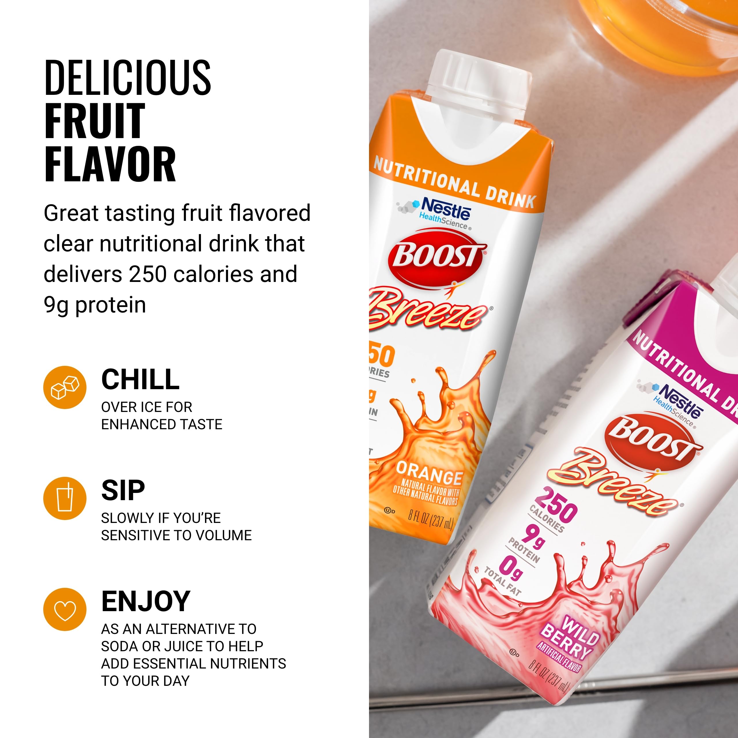 BOOST Breeze on-the-go case suggests a convenient 24-pack for daily nutrition.
