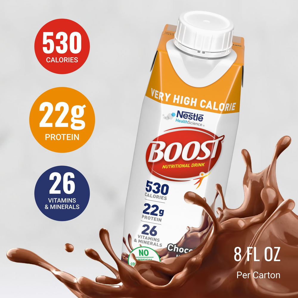 BOOST Chocolate Nutritional Drink package-24 represents a versatile daily calorie source.