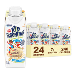 Boost Kid Essentials Vanilla Vortex carton display showing kid-friendly nutrition