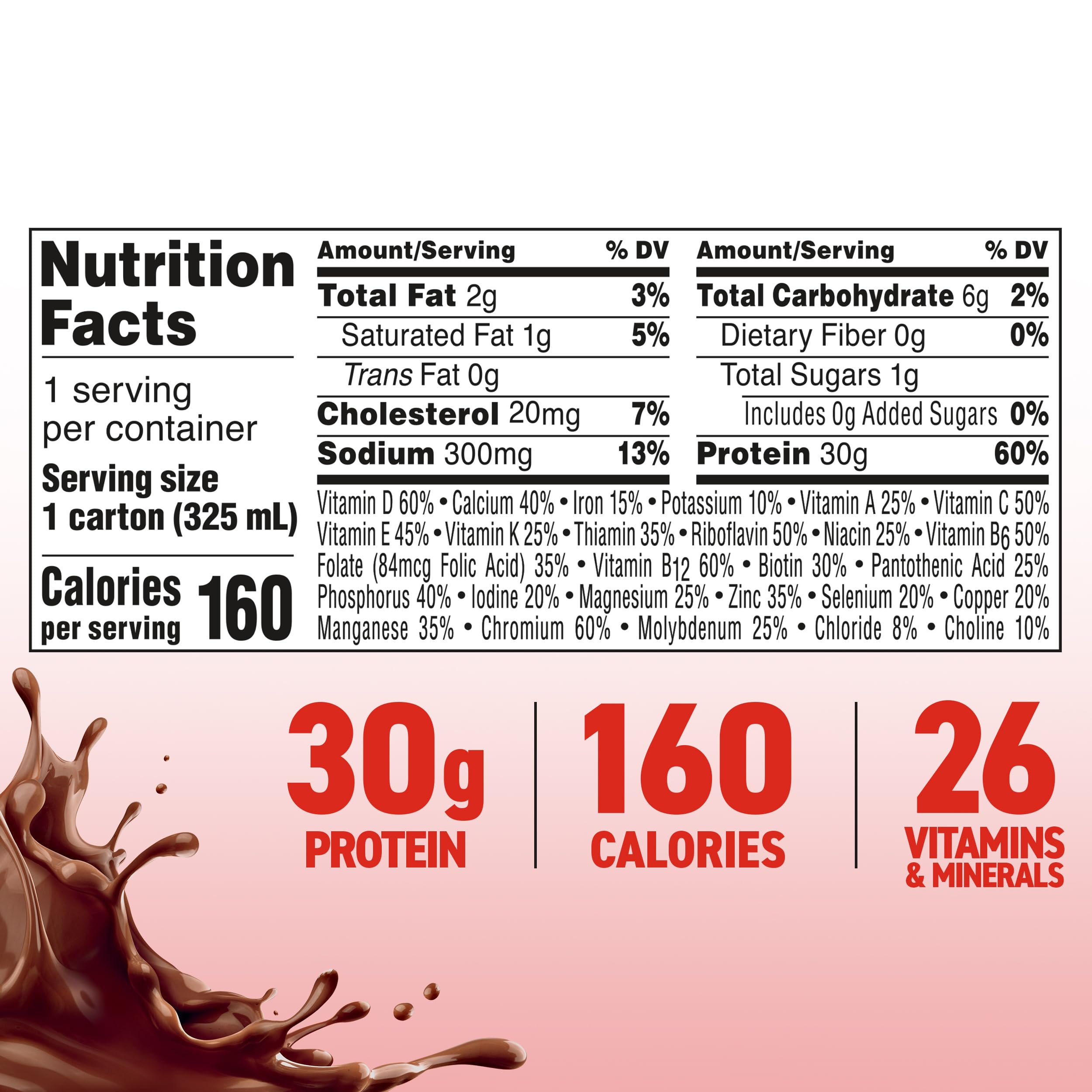 BOOST Max chocolate close-up label notes 1g sugar per serving