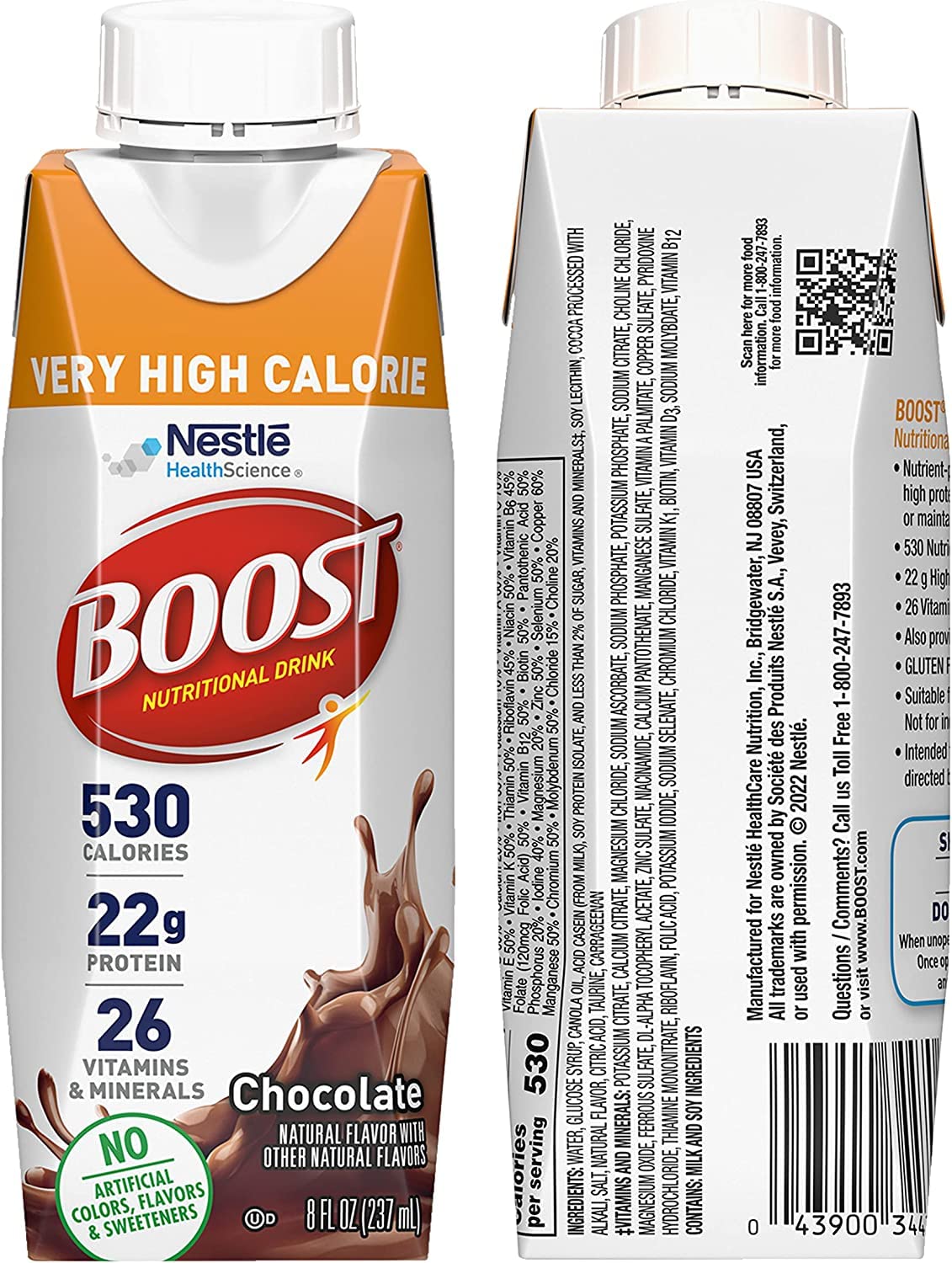 BOOST Vanilla 8oz bottle on ice highlighting chilled serving.