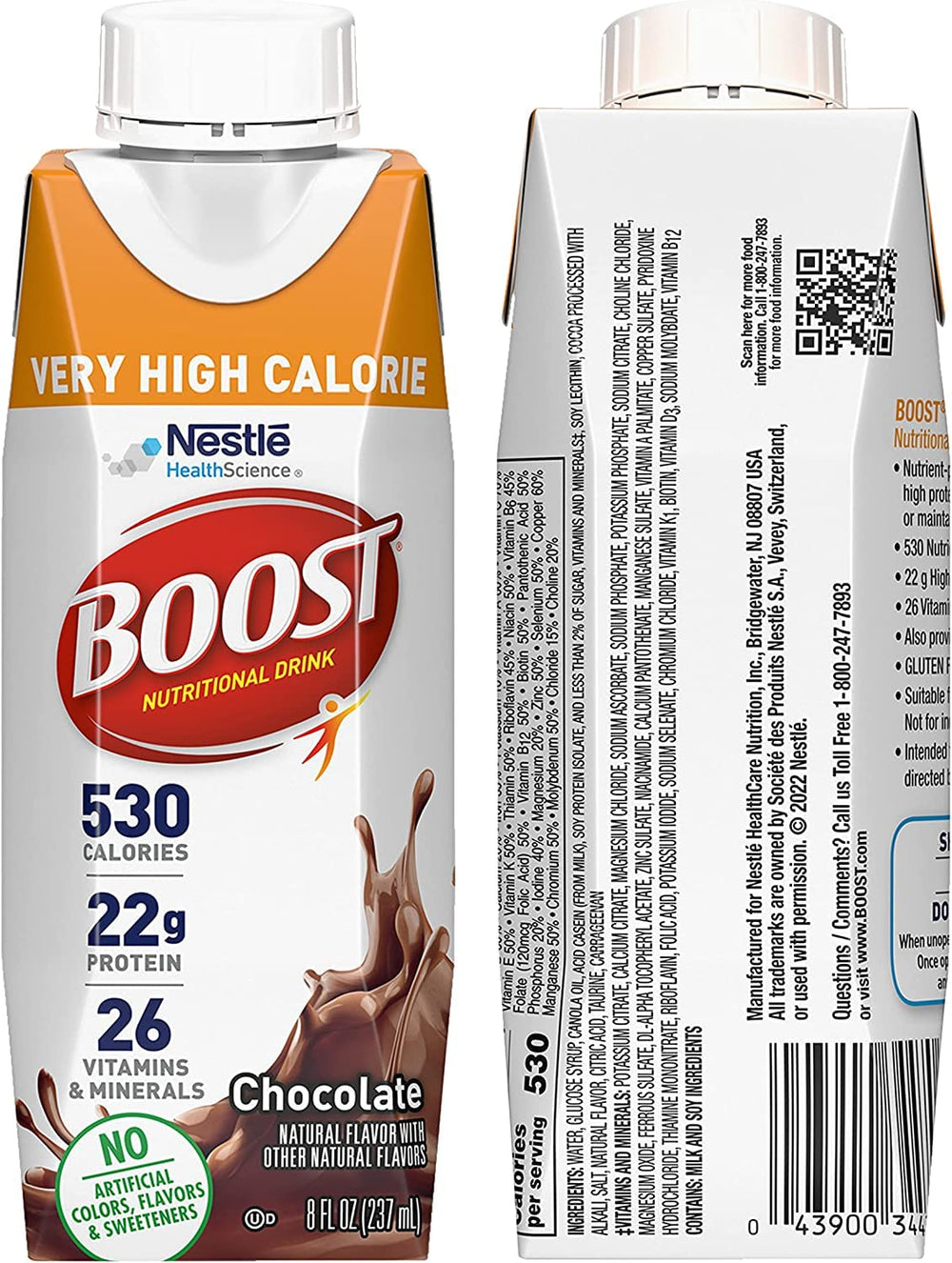 BOOST Vanilla 8oz bottle on ice highlighting chilled serving.