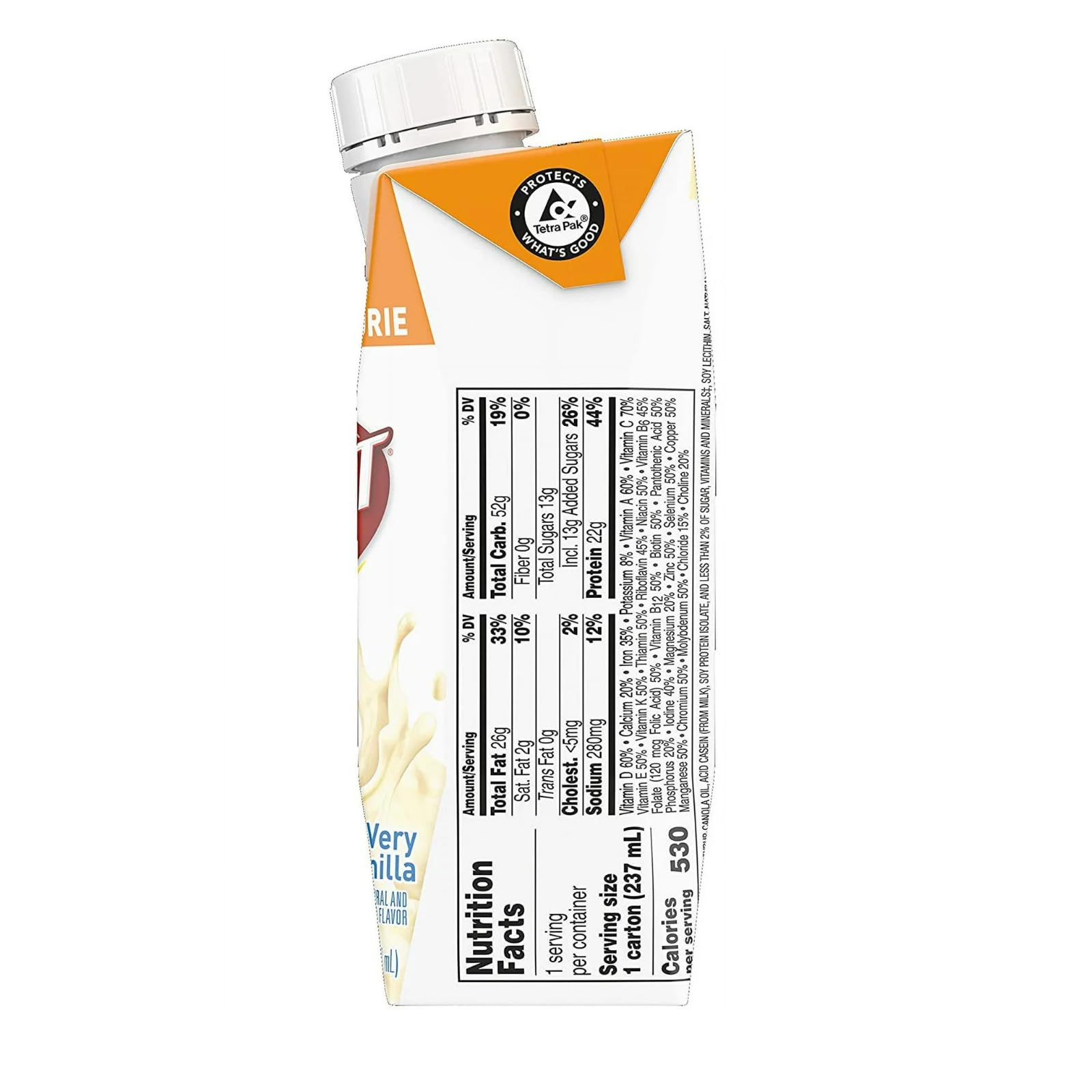 BOOST Very High Calorie bottle pour shows creamy texture ideal for snacks