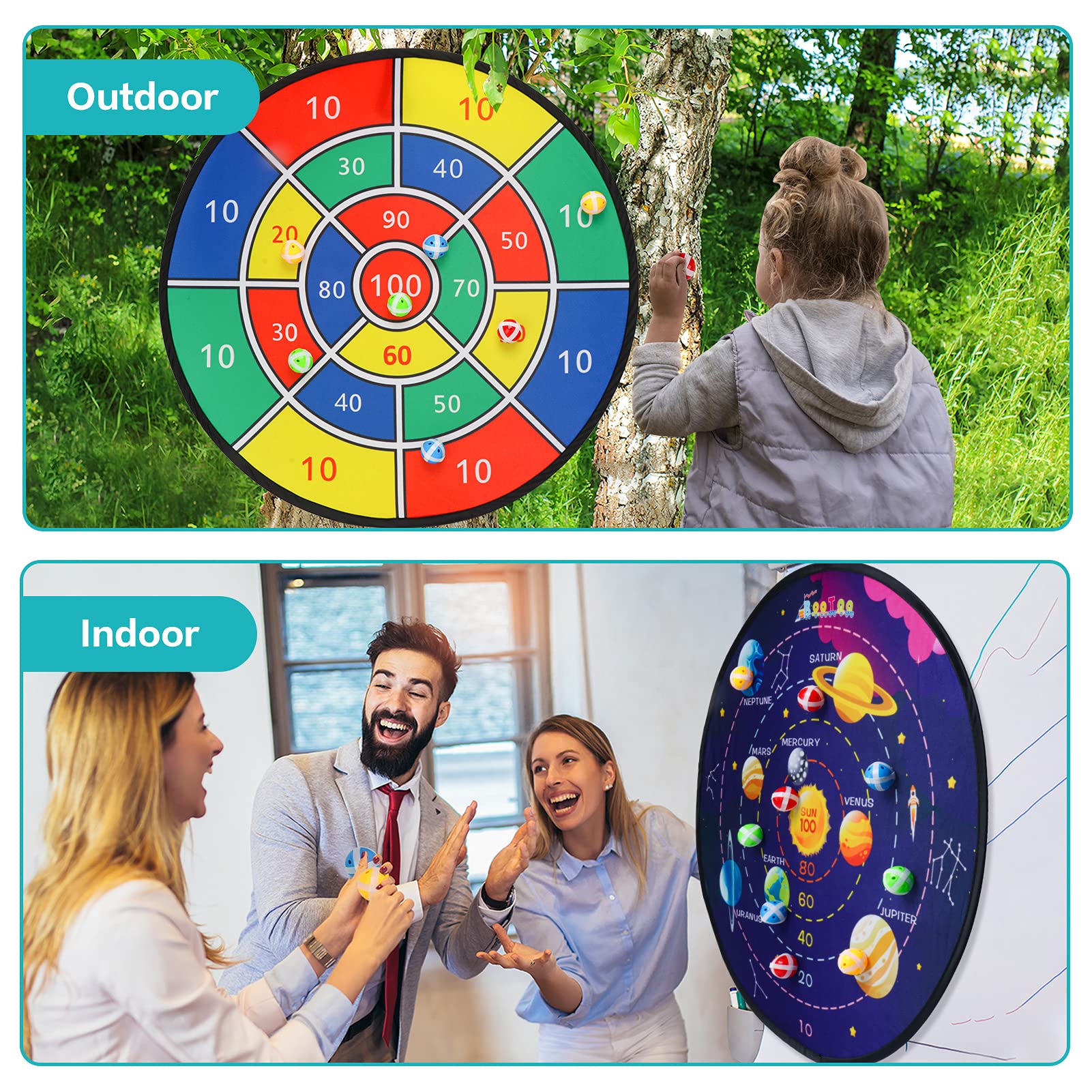 BooTaa foldable dart board for easy storage and travel.