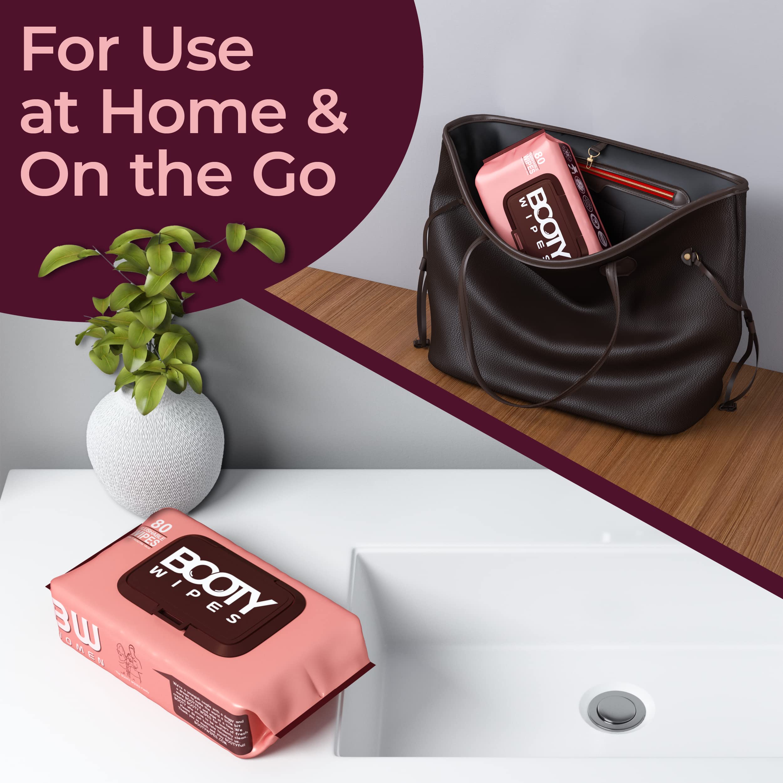 BOOTY WIPES discreet, resealable packaging helps you stay fresh between breaks.