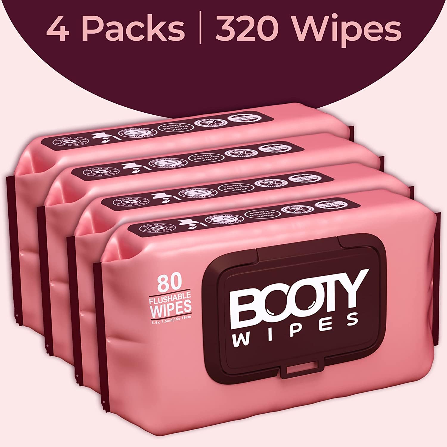 BOOTY WIPES large 9x7 sheets provide full coverage for quick cleansing.
