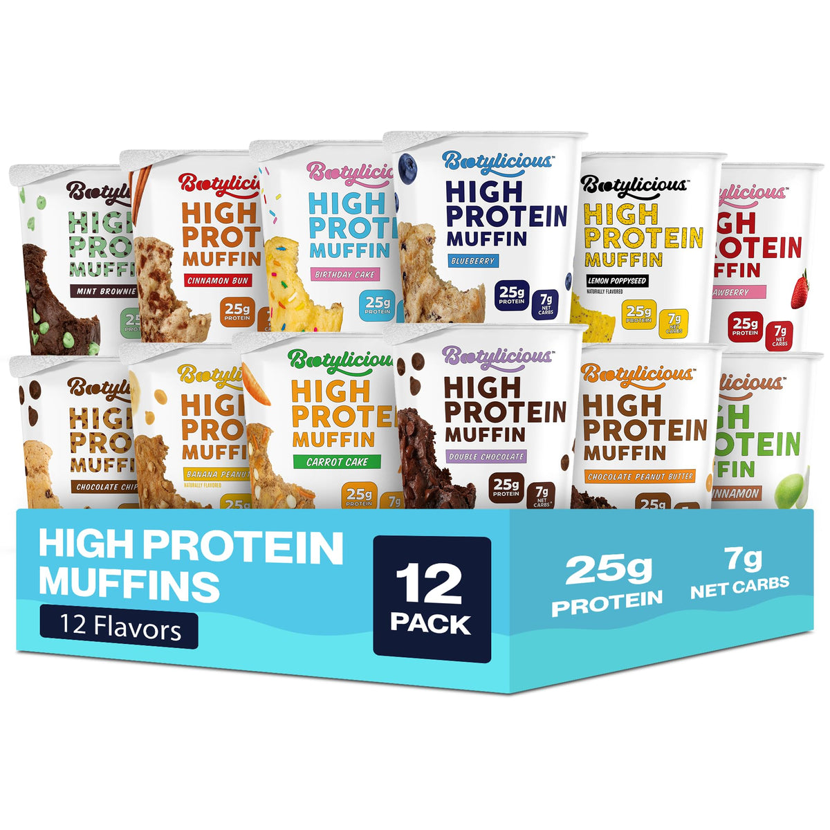 Bootylicious Double Chocolate muffin, high-protein snack for workouts.
