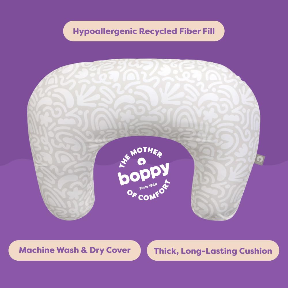 Boppy Nursing Pillow features water-repellant liner to guard against spills.