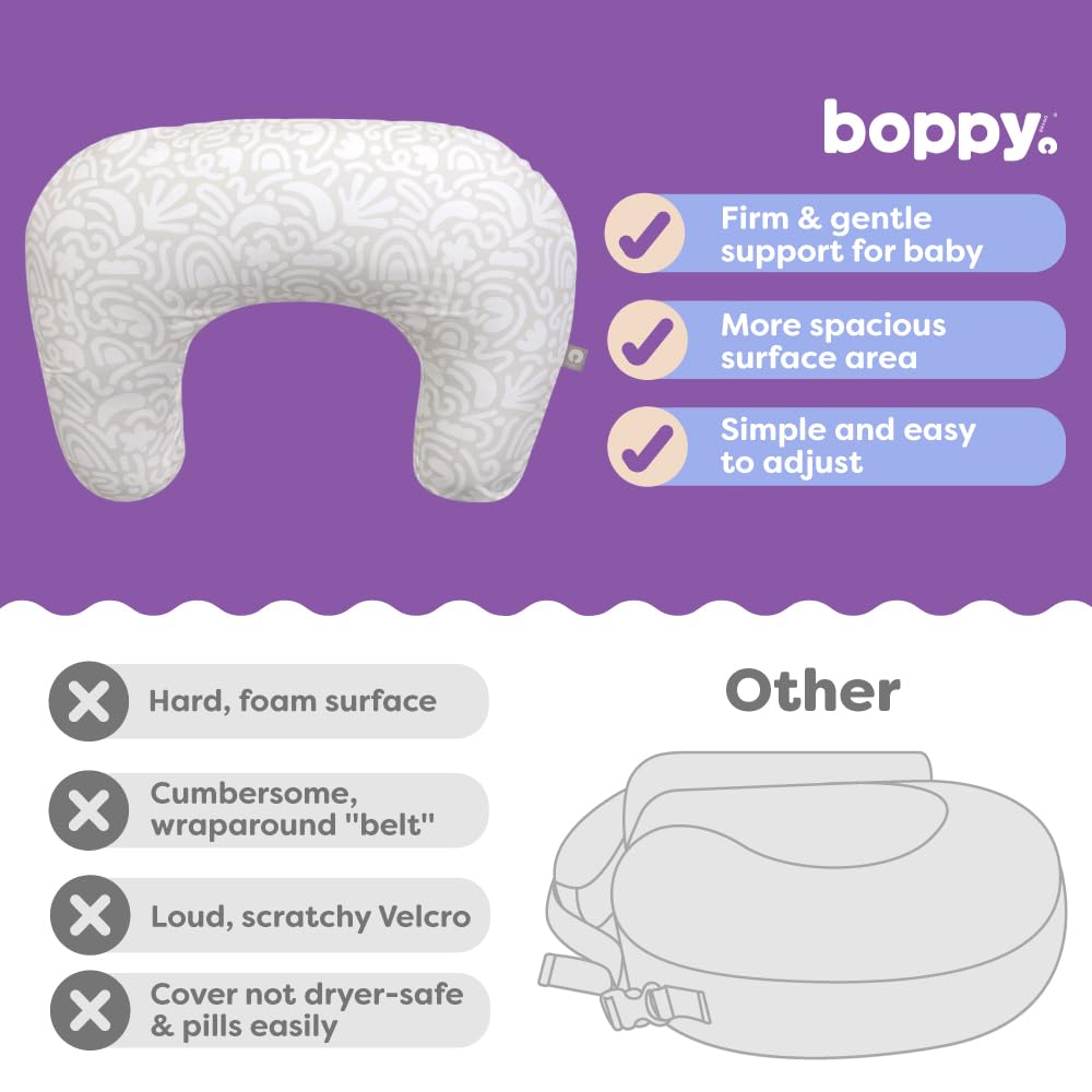 Boppy Nursing Pillow cover is dryer-safe for quick reuse.