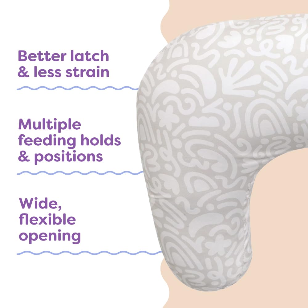 Boppy Nursing Pillow highlights hypoallergenic recycled fill for lasting support.