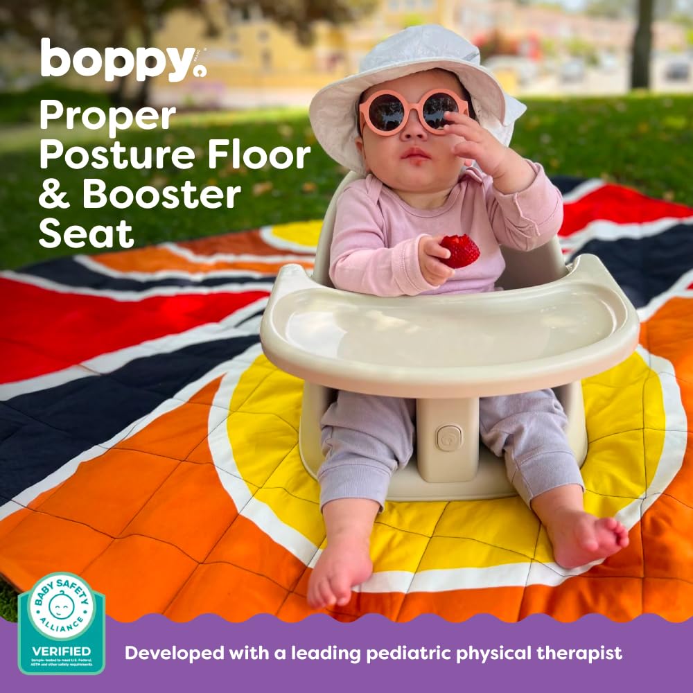 Boppy Proper Posture seat back view highlighting high backrest and secure fit.