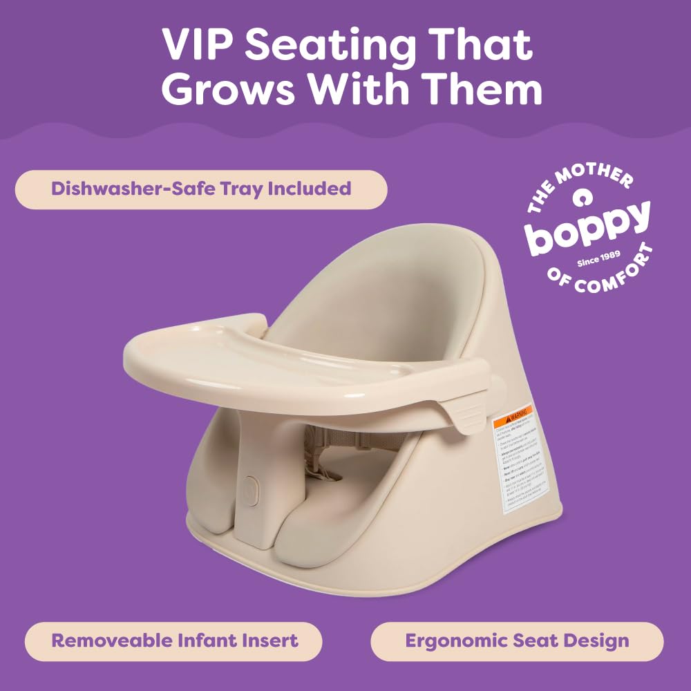 Stage 1 insert supports gentle posture development in Boppy Proper Posture seat.