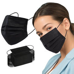 Borje disposable black mask pack shows 100pcs for everyday non-medical use.