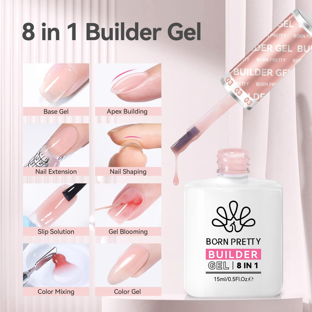 Born Pretty 8-in-1 apex-building gel curing under lamp for solid structure