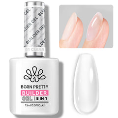 Born Pretty 8-in-1 clear bottle shows versatile base coat and extension options.