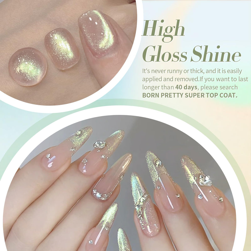 Born Pretty Cat Magnetic Eye Nail Blue translucence reveals a subtle cat-eye shimmer
