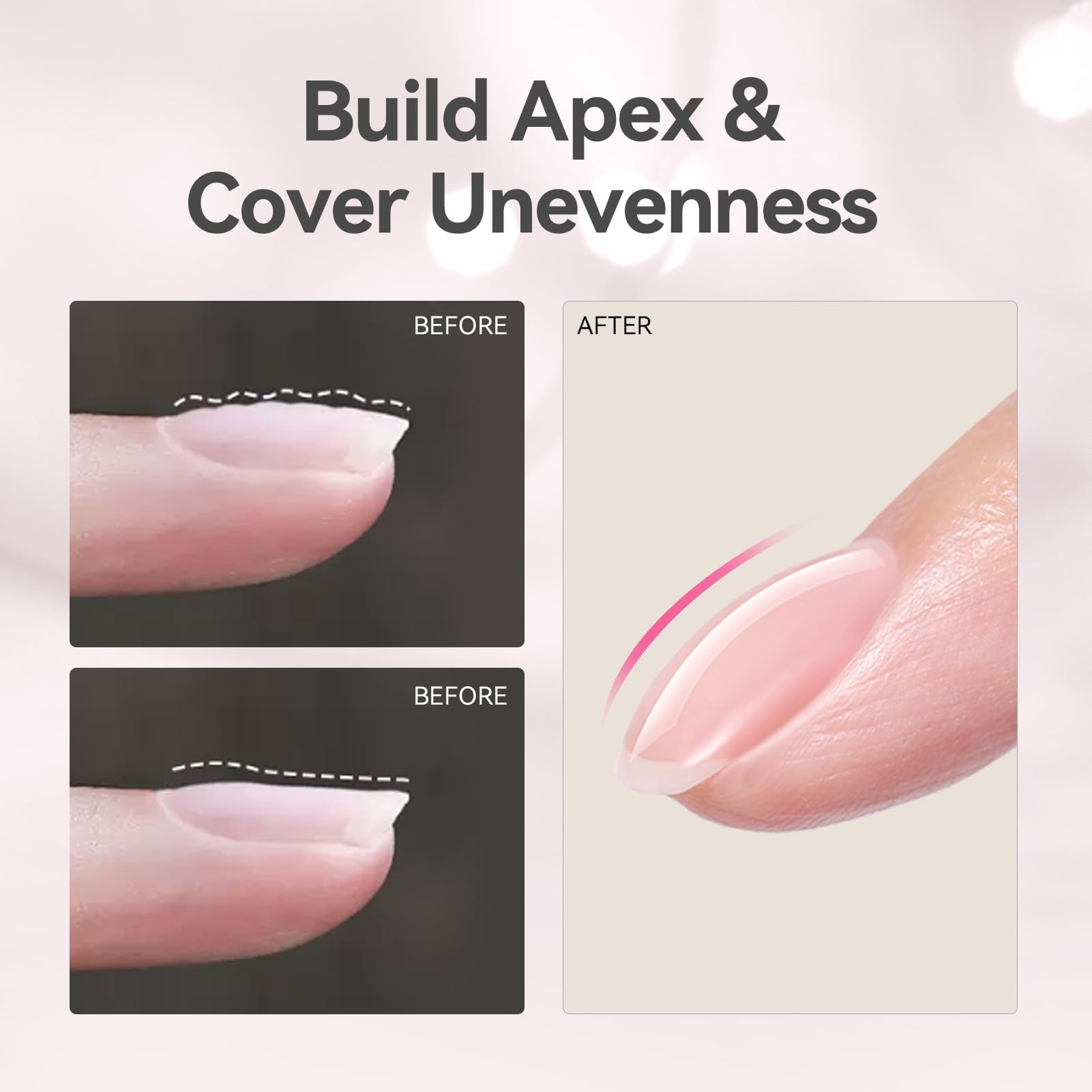 Born Pretty pink builder gel with glossy finish enhancing natural nails