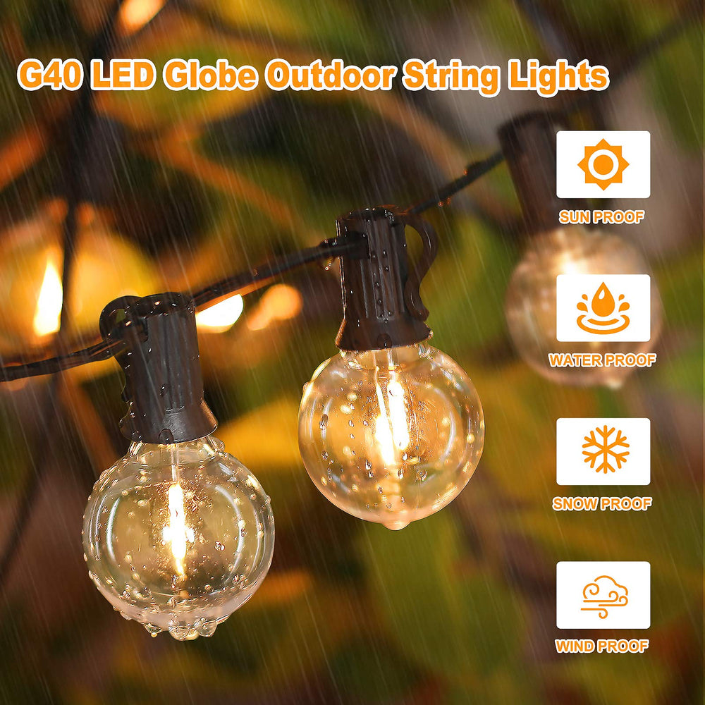 Bosceos waterproof outdoor string lights endure rain and sun.