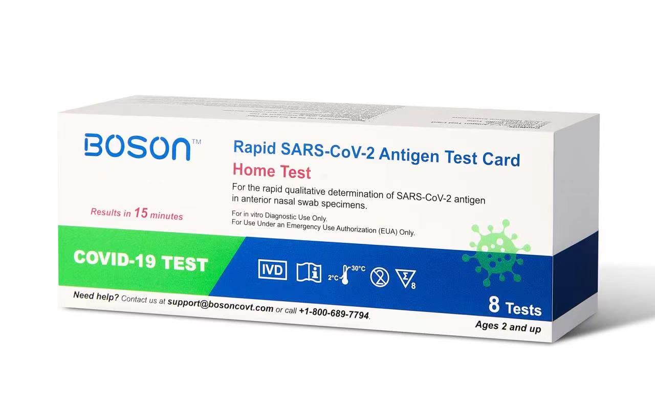 BOSON Rapid SARS-CoV-2 antigen test card pack8 for convenient at-home testing.
