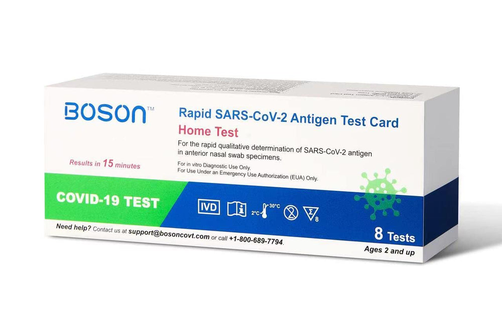 BOSON Rapid SARS-CoV-2 antigen test card pack8 for convenient at-home testing.