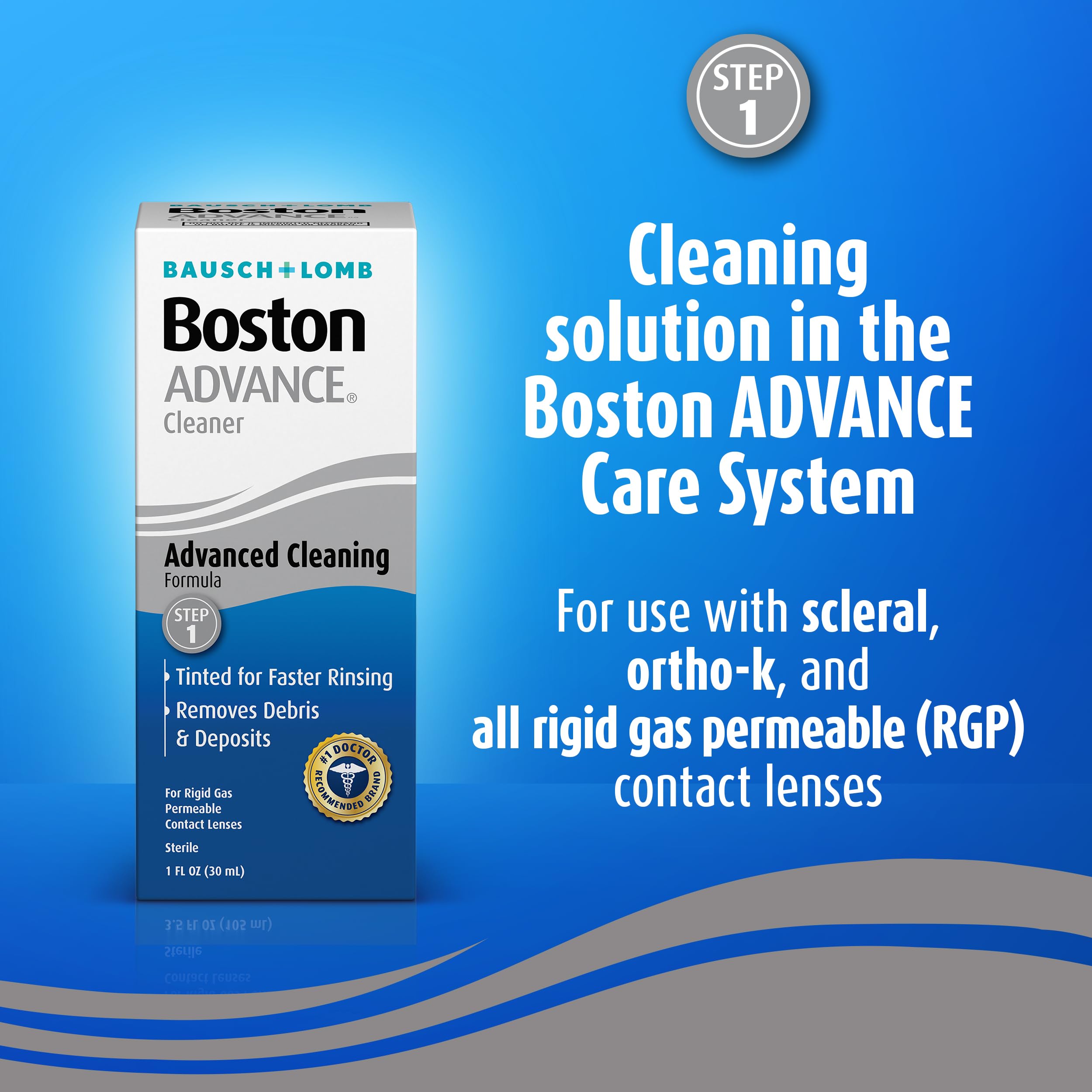 Boston Advance tinted cleaner for thorough rinsing and visibility.