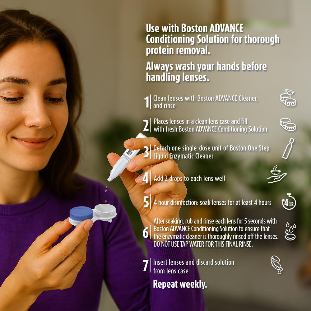 Cleaner participates in disinfection soak for RGP lenses.