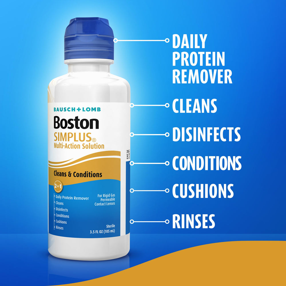 Boston SIMPLUS lenses soaking in solution for comfortable wear